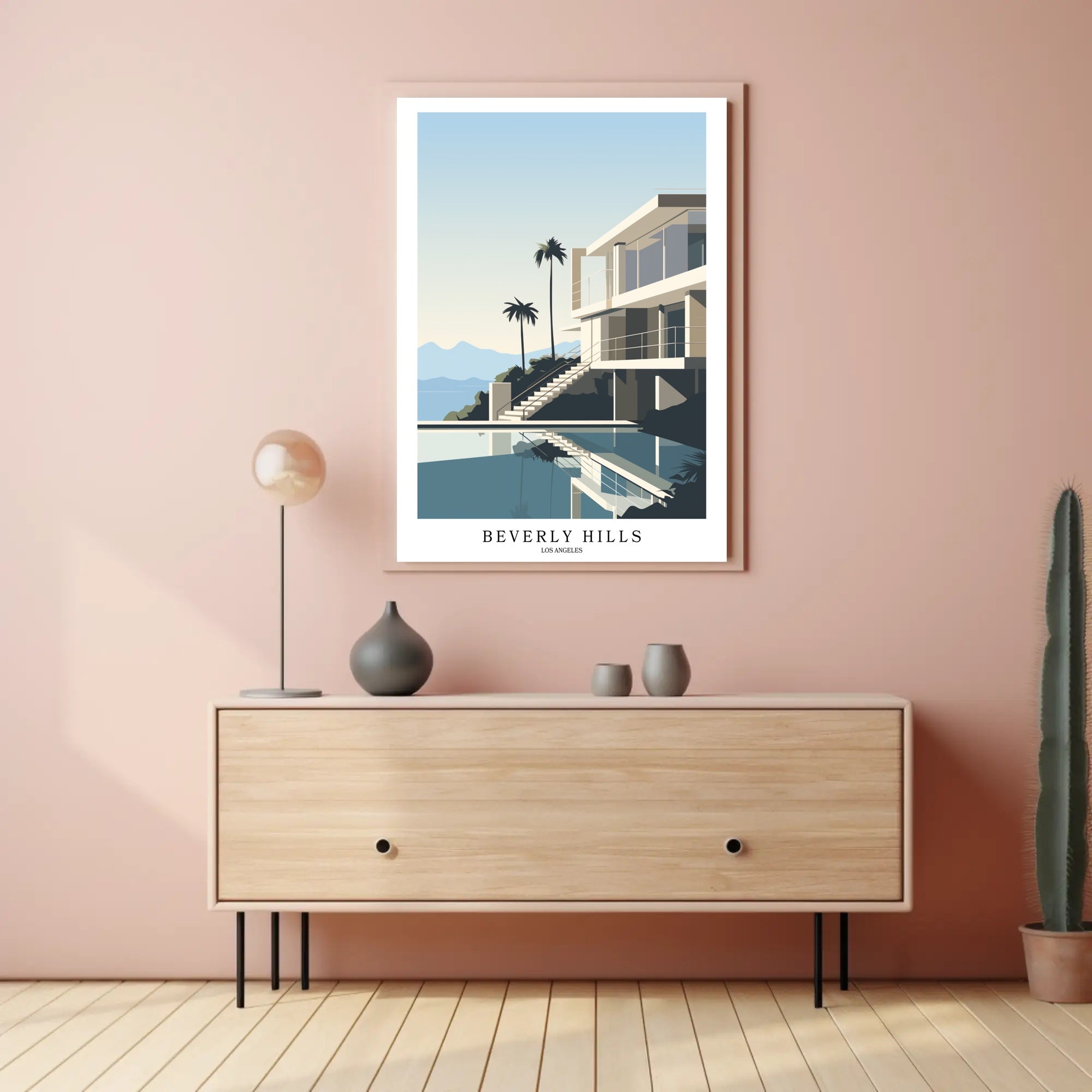 Luxurious Contemporary House Illustration Poster - Urban or Cityscape Poster PosterGoat