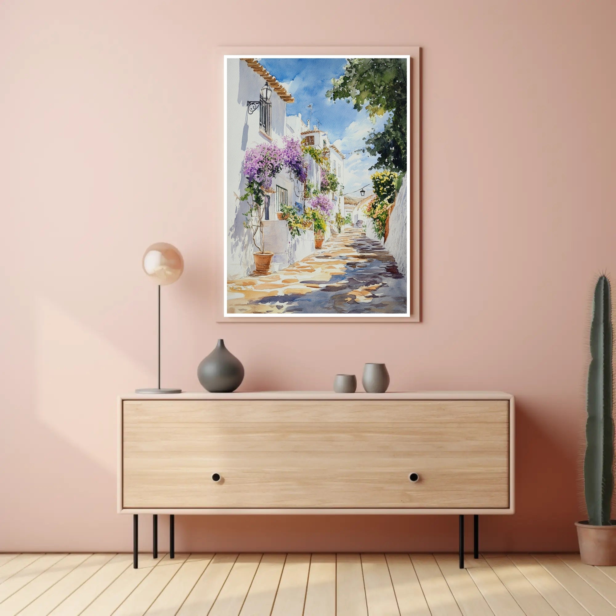 Serene Mediterranean Alley Poster PosterGoat