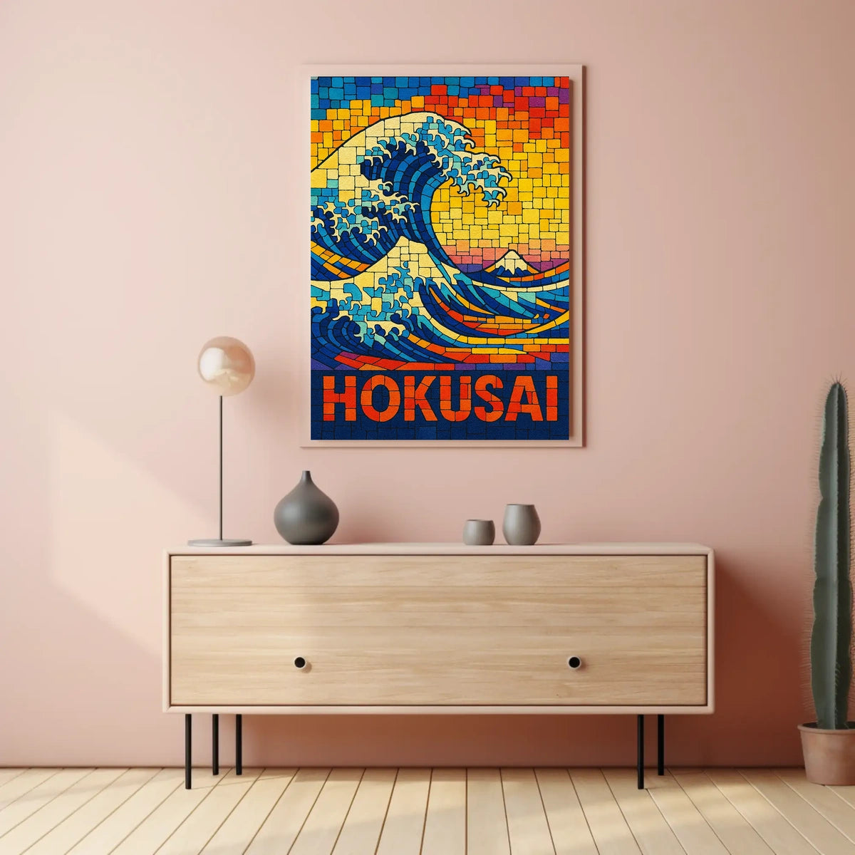 Hokusai Wave Mosaic Poster