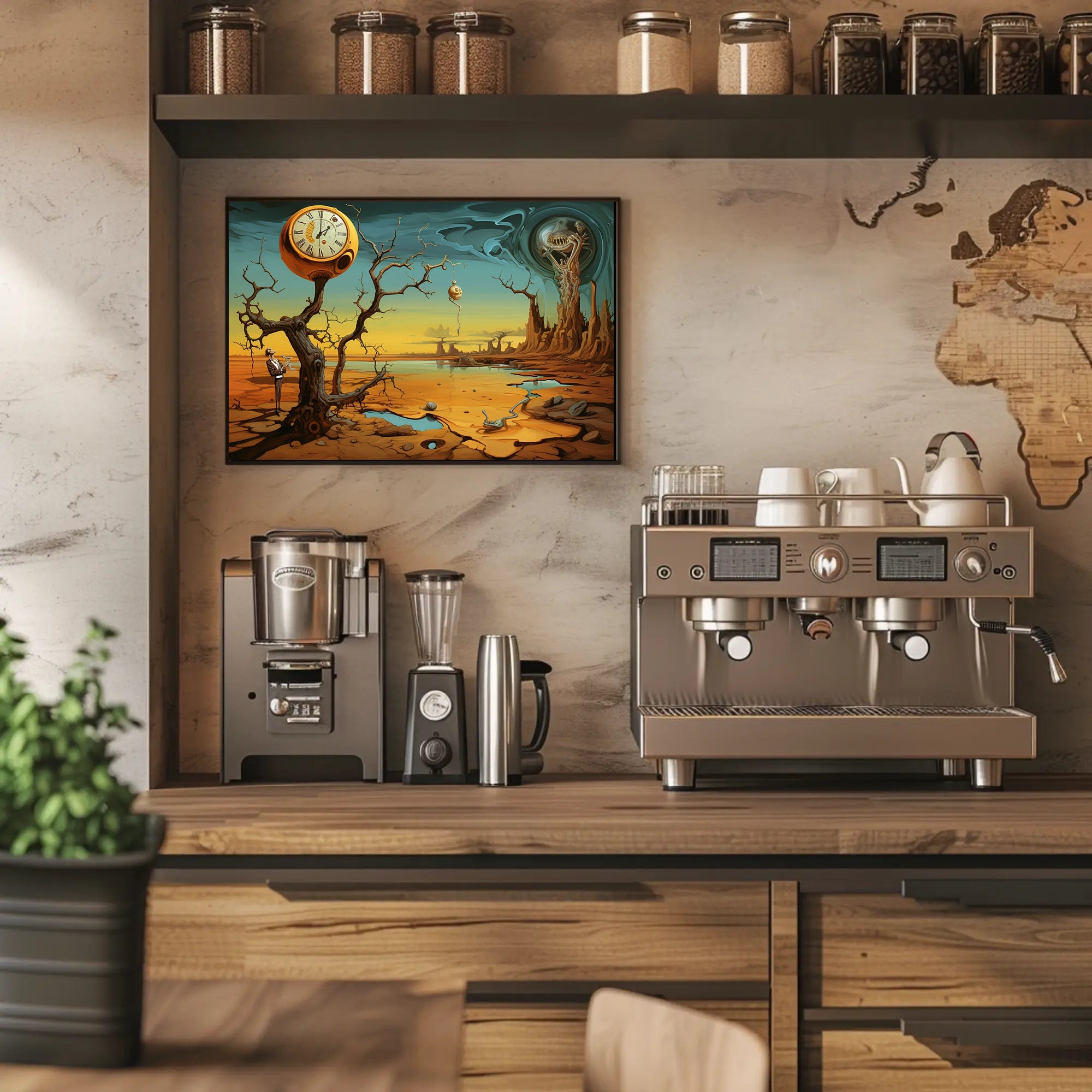 Surreal Time Distortion Scene Artistic Poster