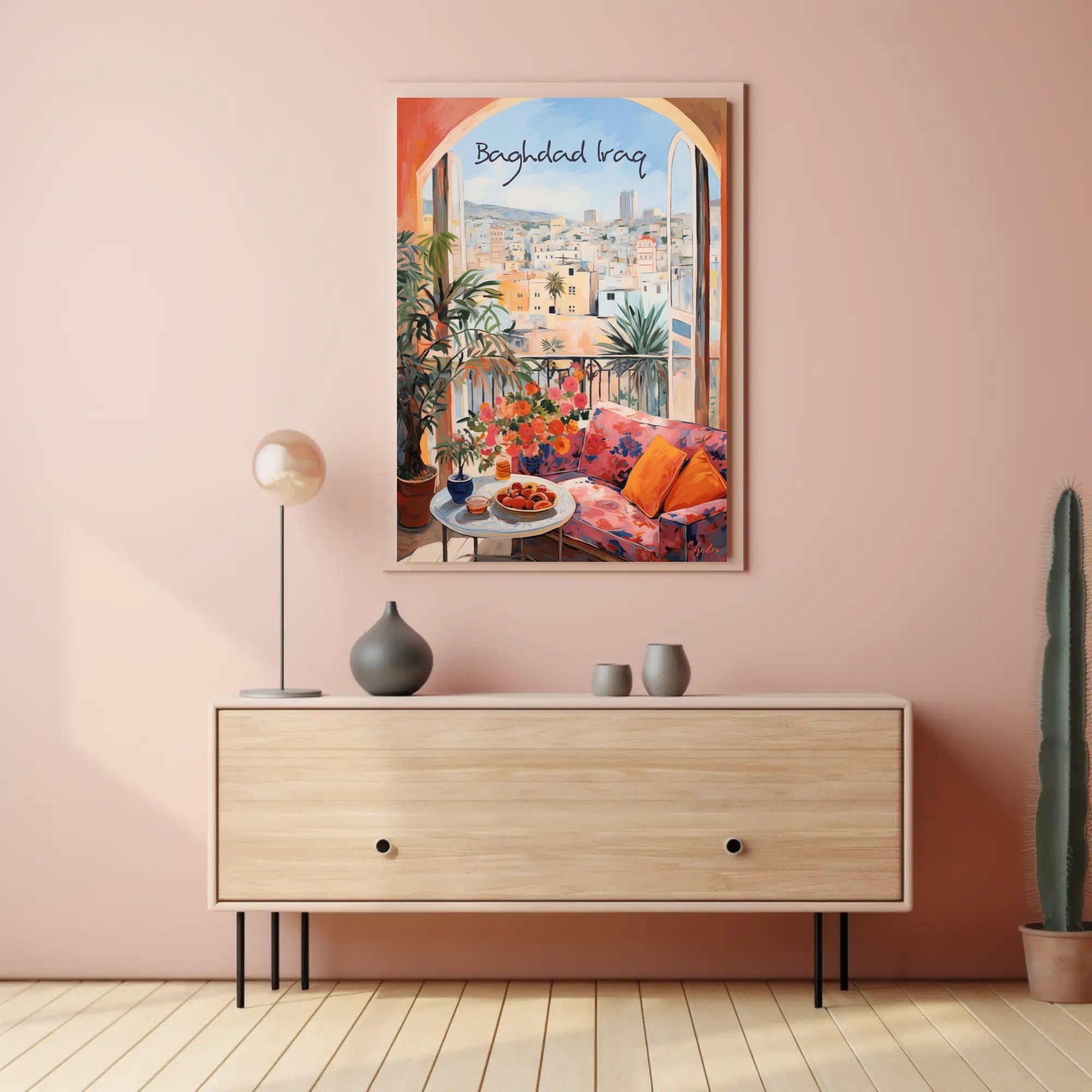 Baghdad Balcony View: Urban Serenity Poster