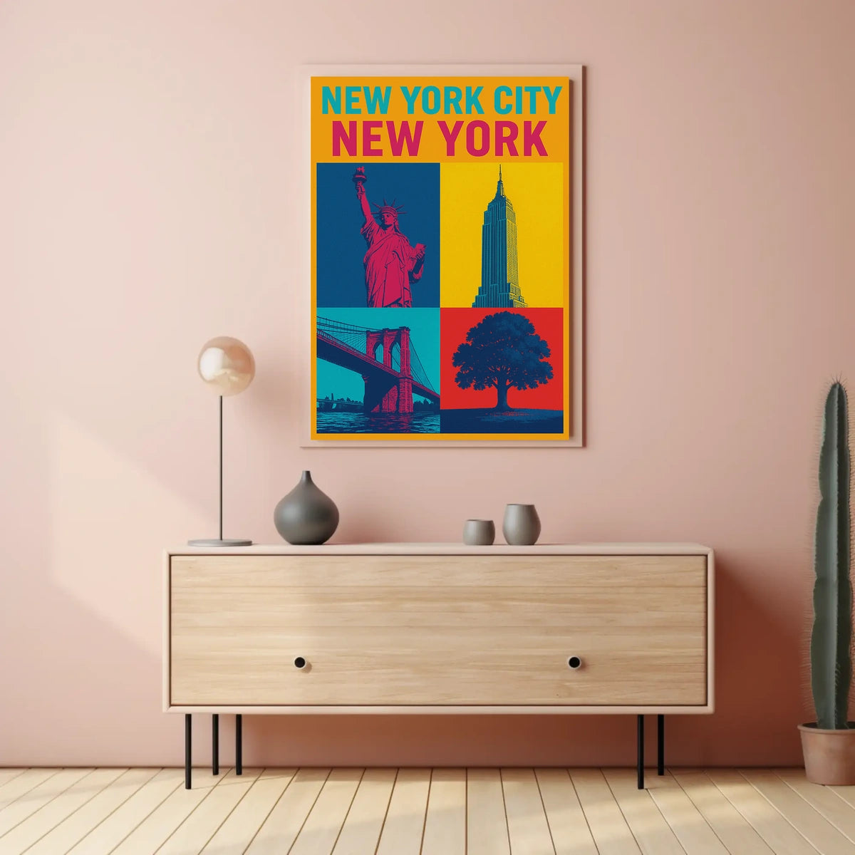 New York City Landmarks Skyline Poster Modern Wall Art
