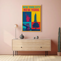 New York City Landmarks Skyline Poster Modern Wall Art