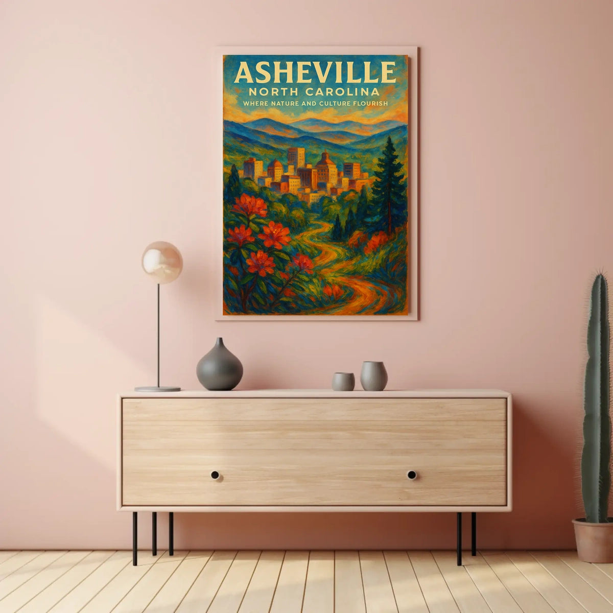 Asheville Nature and Culture Flourish Poster Home Decor