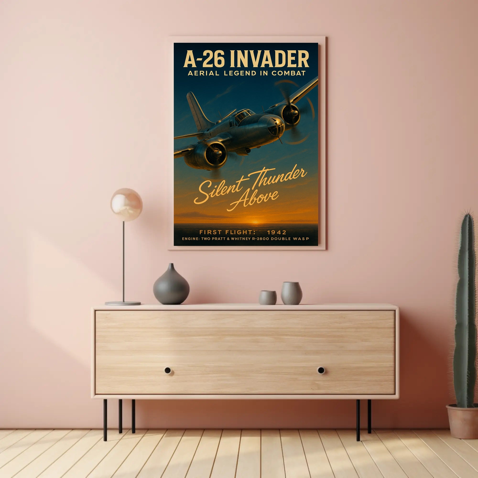 A-26 Invader Vintage Aviation WWII Poster