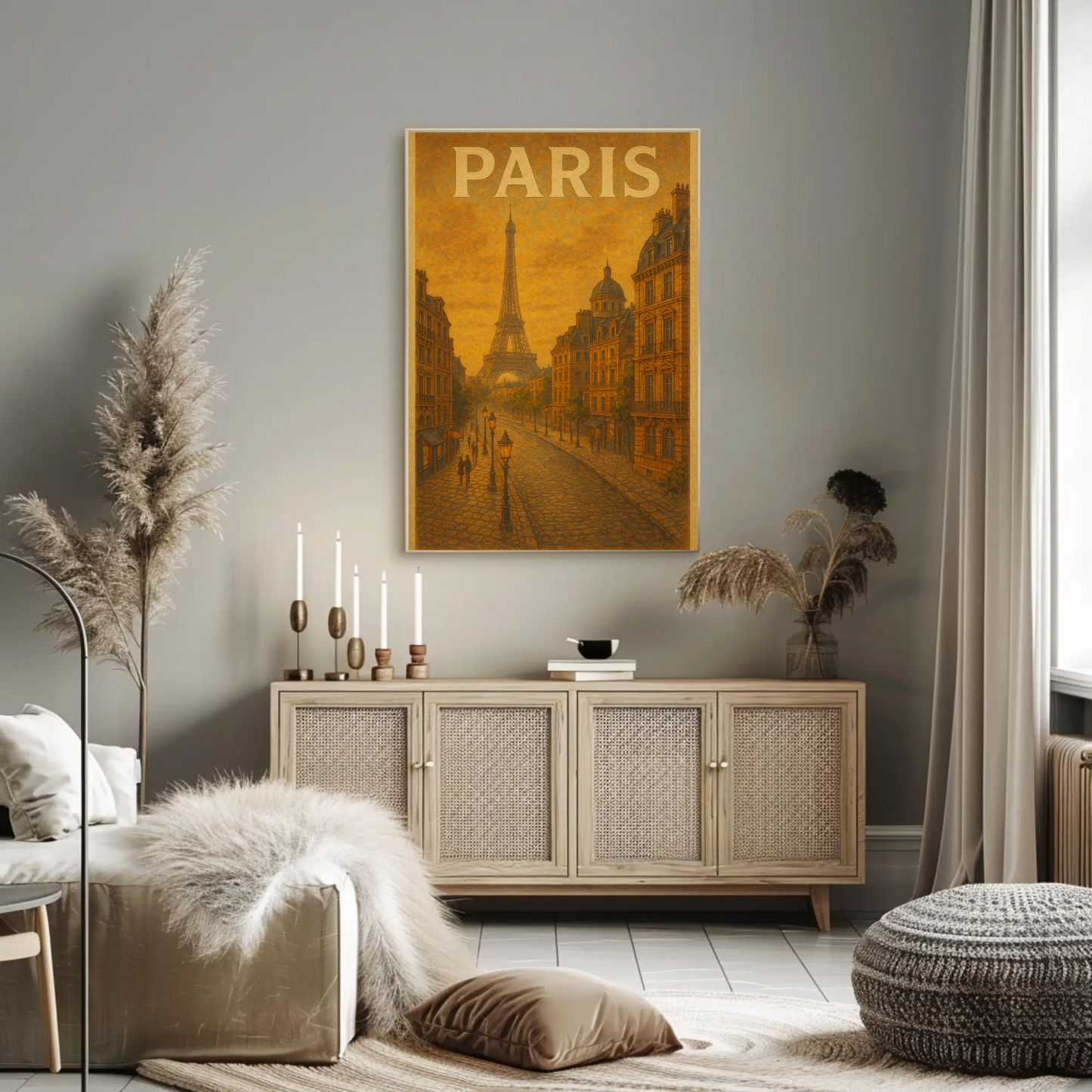 Paris Eiffel Tower Vintage Evening Poster