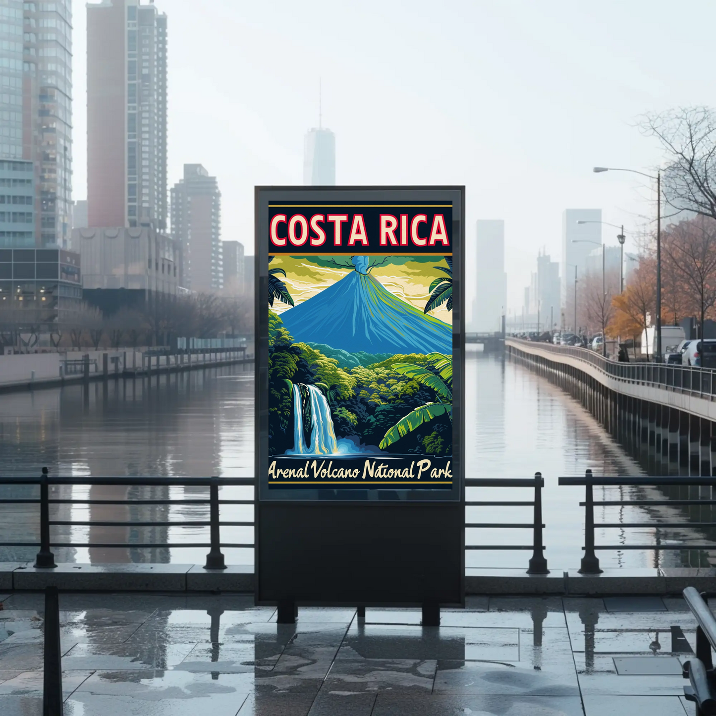 Costa Rica Arenal Volcano National Park Vintage Style Poster