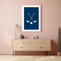 Elegant Golf Club Duo: Minimalist Sports Poster