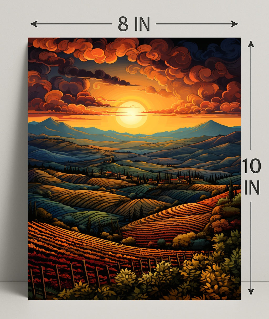 Sunset Over Rolling Hills Poster