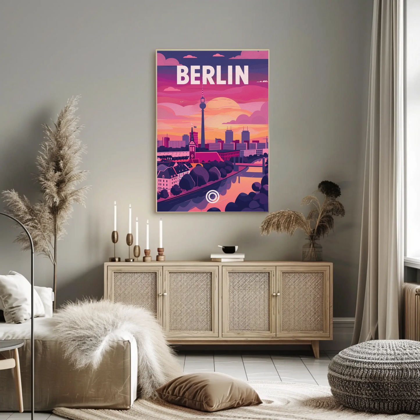 Berlin Skyline Tower Sunset Modern Urban Travel Poster