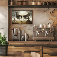 Surreal Landscape with Gigantic Face Futuristic Sci-Fi Poster