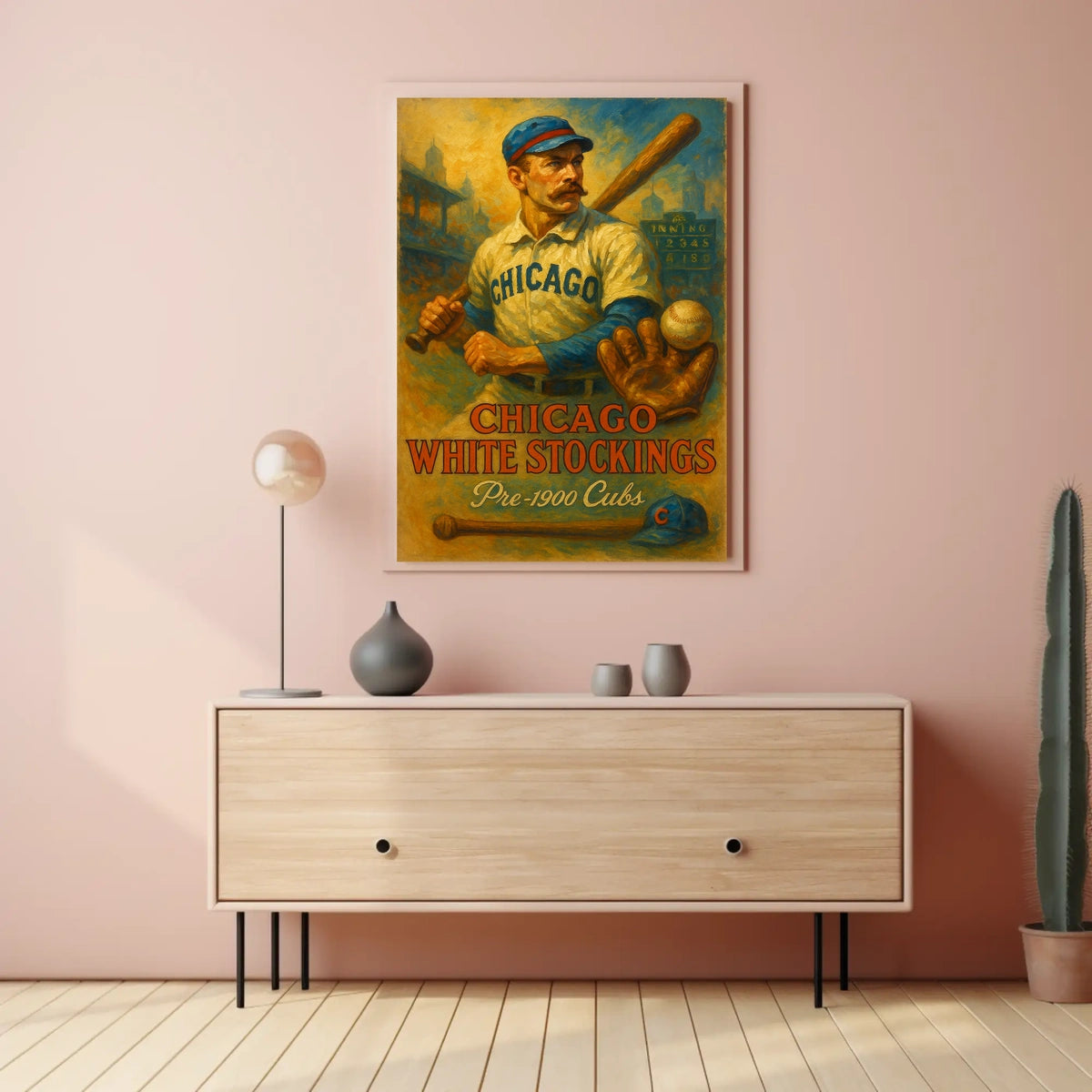 Chicago White Stockings Vintage Baseball Poster Cubs Fans