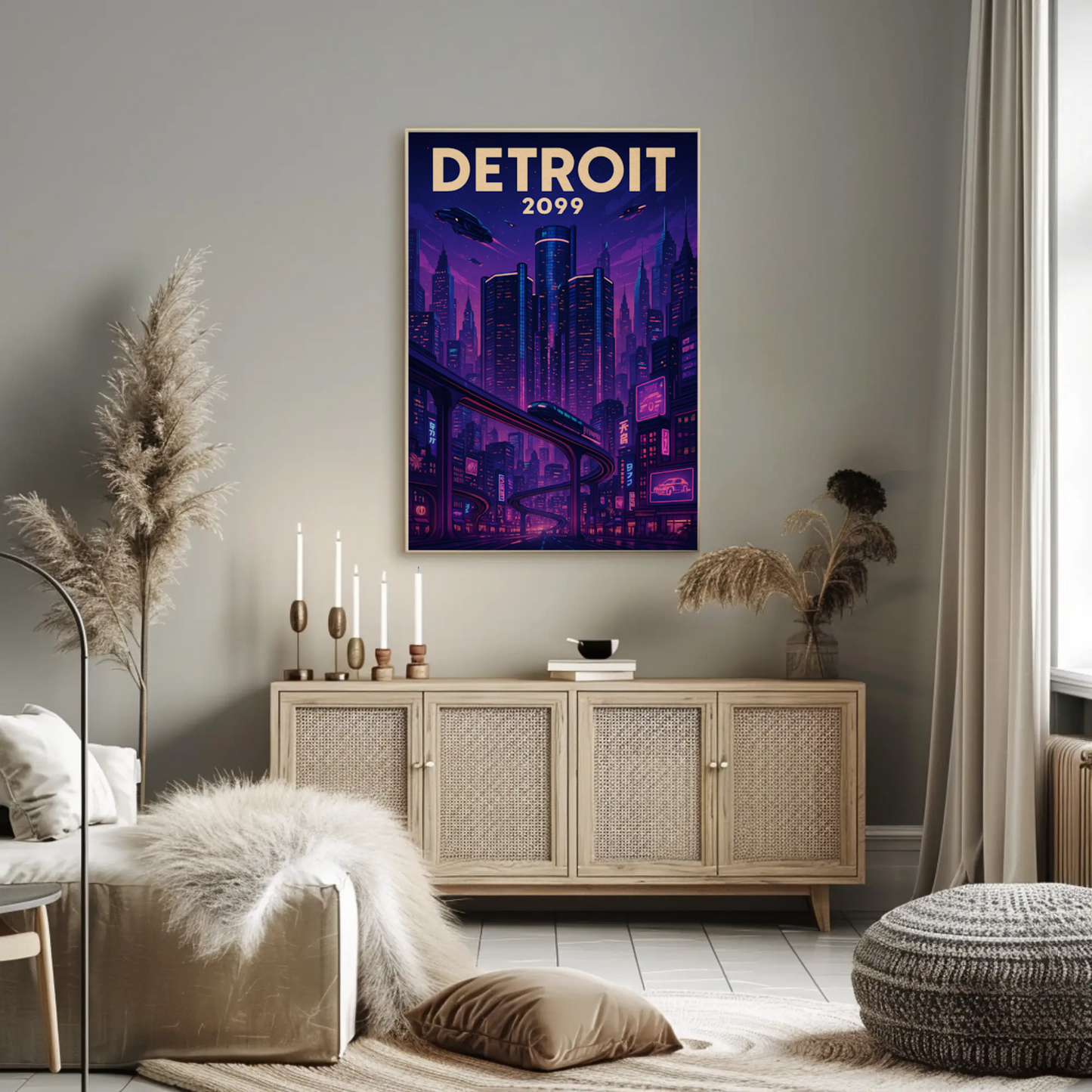 Detroit 2099: A Neon Dream Travel Poster
