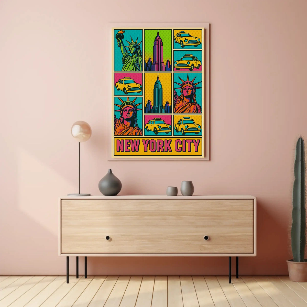 New York City Pop Art Cityscape Poster Abstract Wall Art