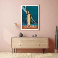 New York City Travel Spotlight Poster Vintage Wall Art