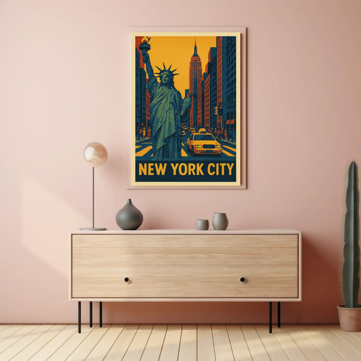 New York City Neon City Comic Art Poster Retro Wall Art