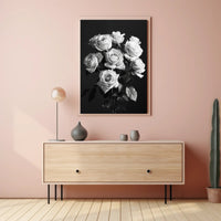 Striking Black-and-White Roses Photorealistic Art Poster PosterGoat