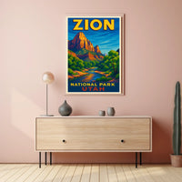 Zion National Park Utah Scenic Wanderlust Poster