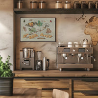 Insect and Foliage Vintage Botanical Illustration Educational Poster