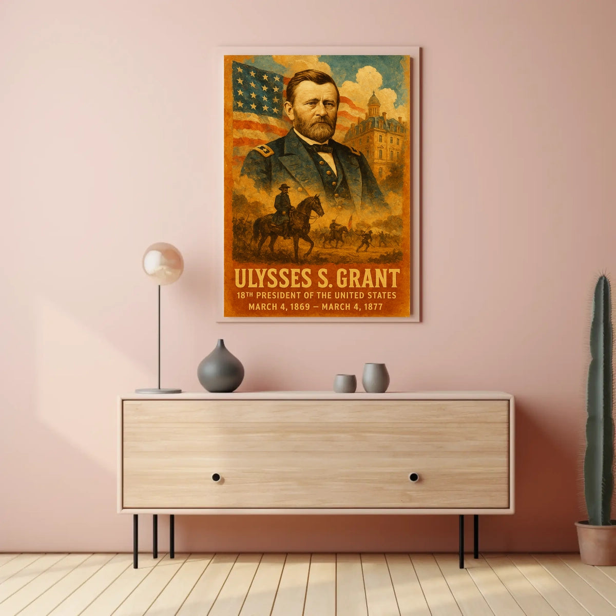 Ulysses S. Grant 18th President of the United States Layered Digital Collage Poster