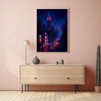 New York City Neon Cityscape Poster Modern Wall Art