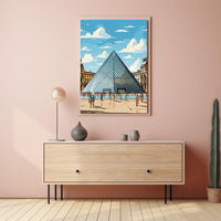 Louvre Pyramid Paris Art Poster: Modern & Vibrant