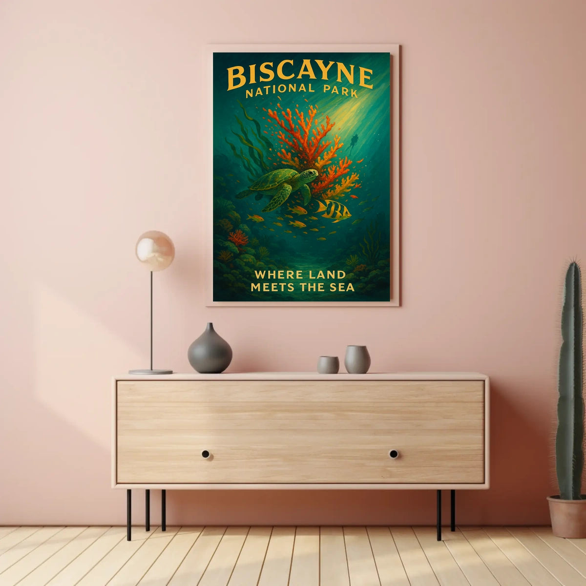 Biscayne National Park Where Land Poster