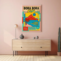 Bora Bora Getaway Modern Geometric Travel Poster PosterGoat