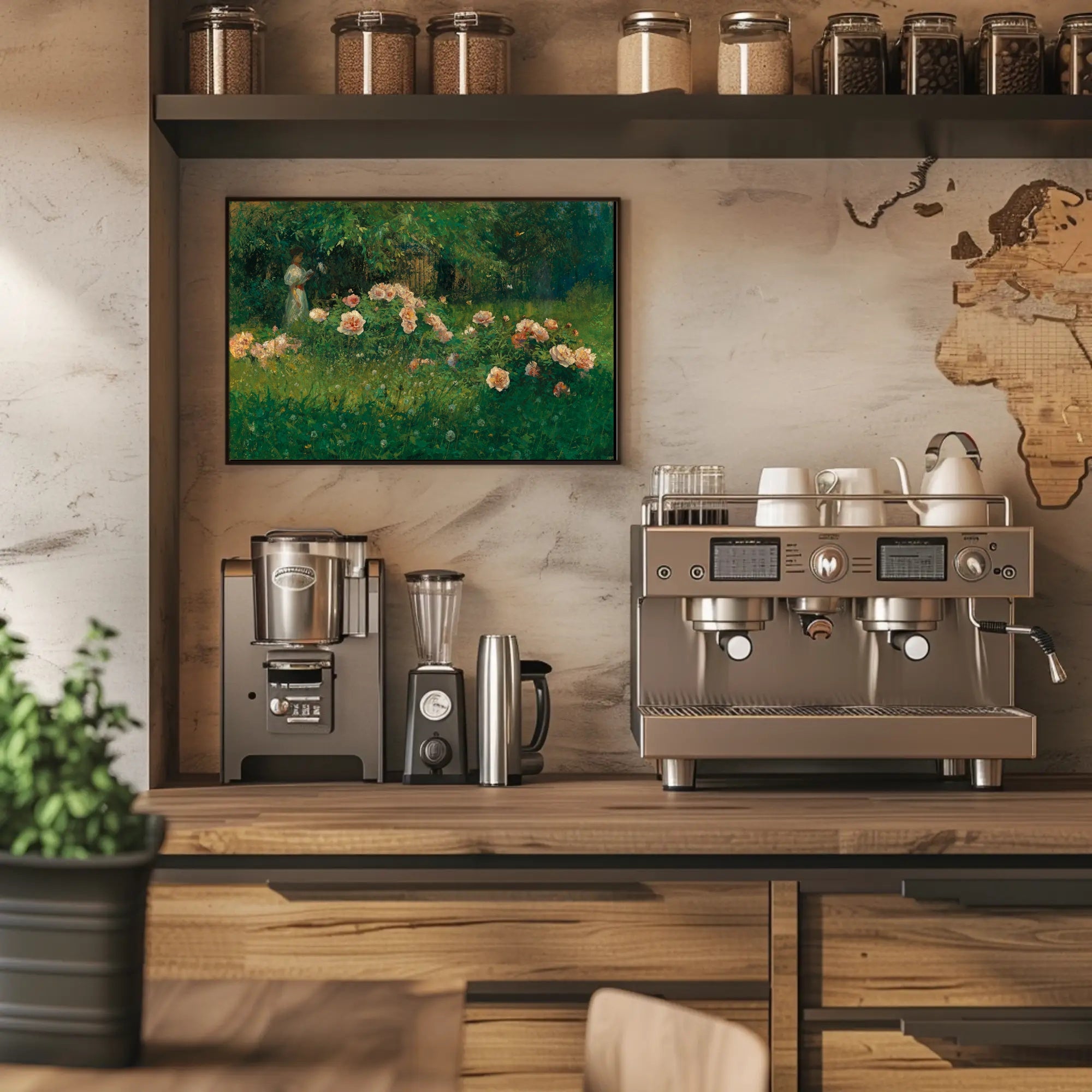 Woman in a Garden of Roses Poster