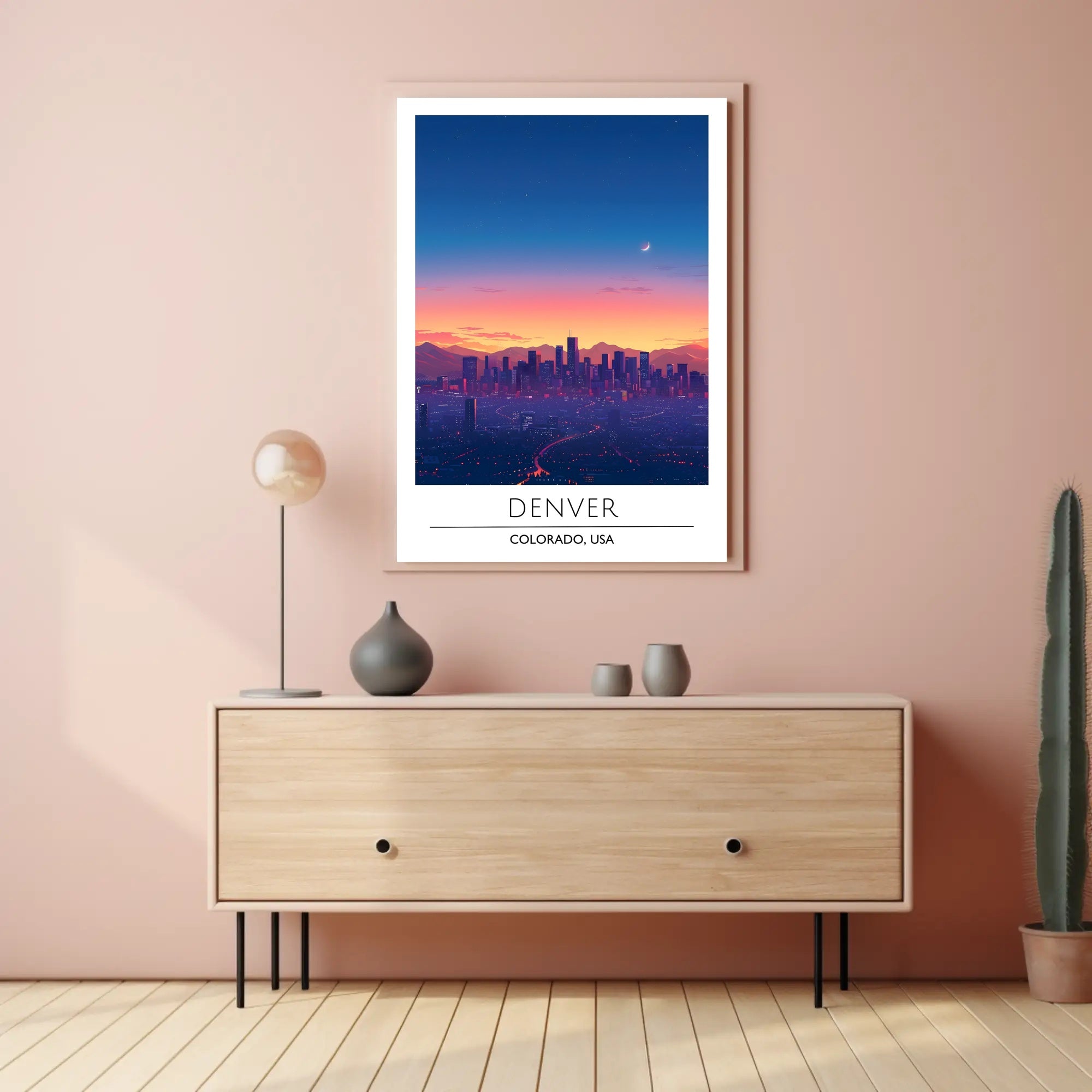 Denver Twilight Skyline Art Print - Urban or Cityscape Poster