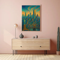 New York City Dreamscape Poster Abstract Cityscape Wall Art