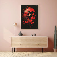 Skull and Red Paint Abstract Artistic Poster PosterGoat