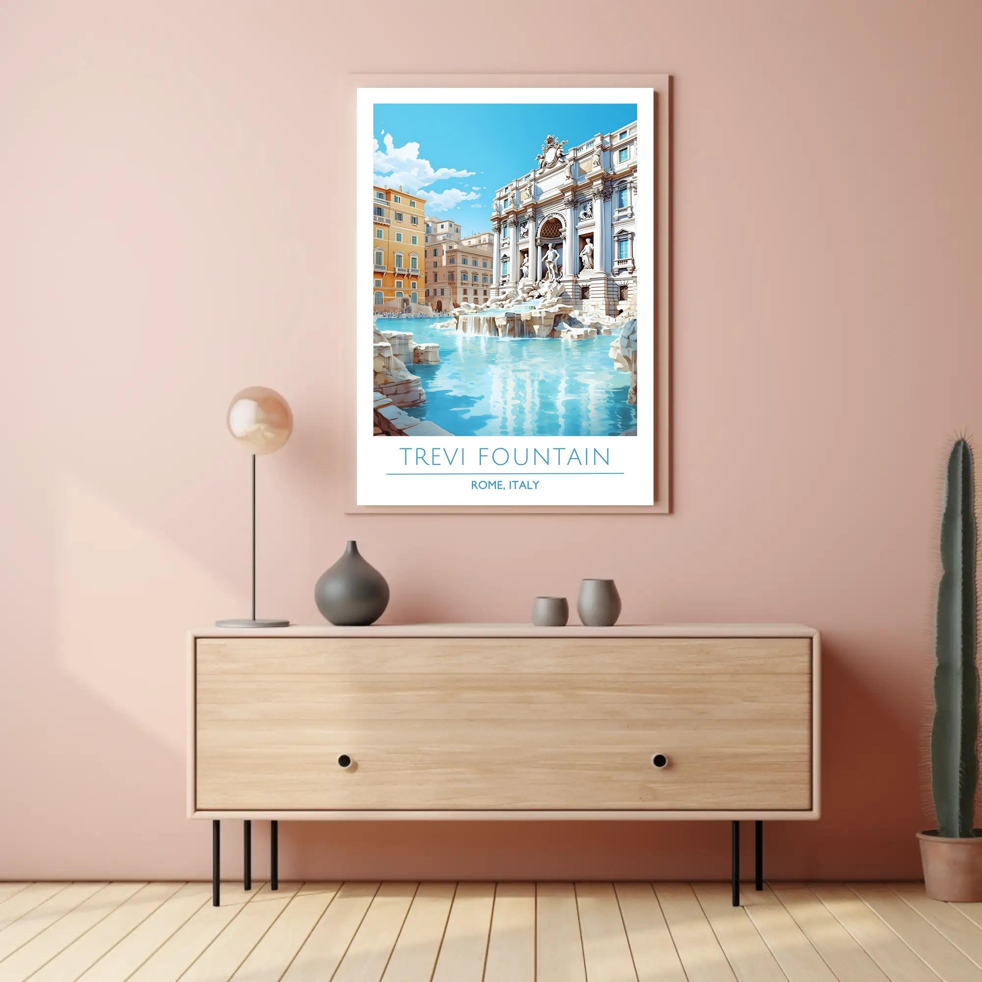Trevi Fountain Artistry in Rome Travel Poster
