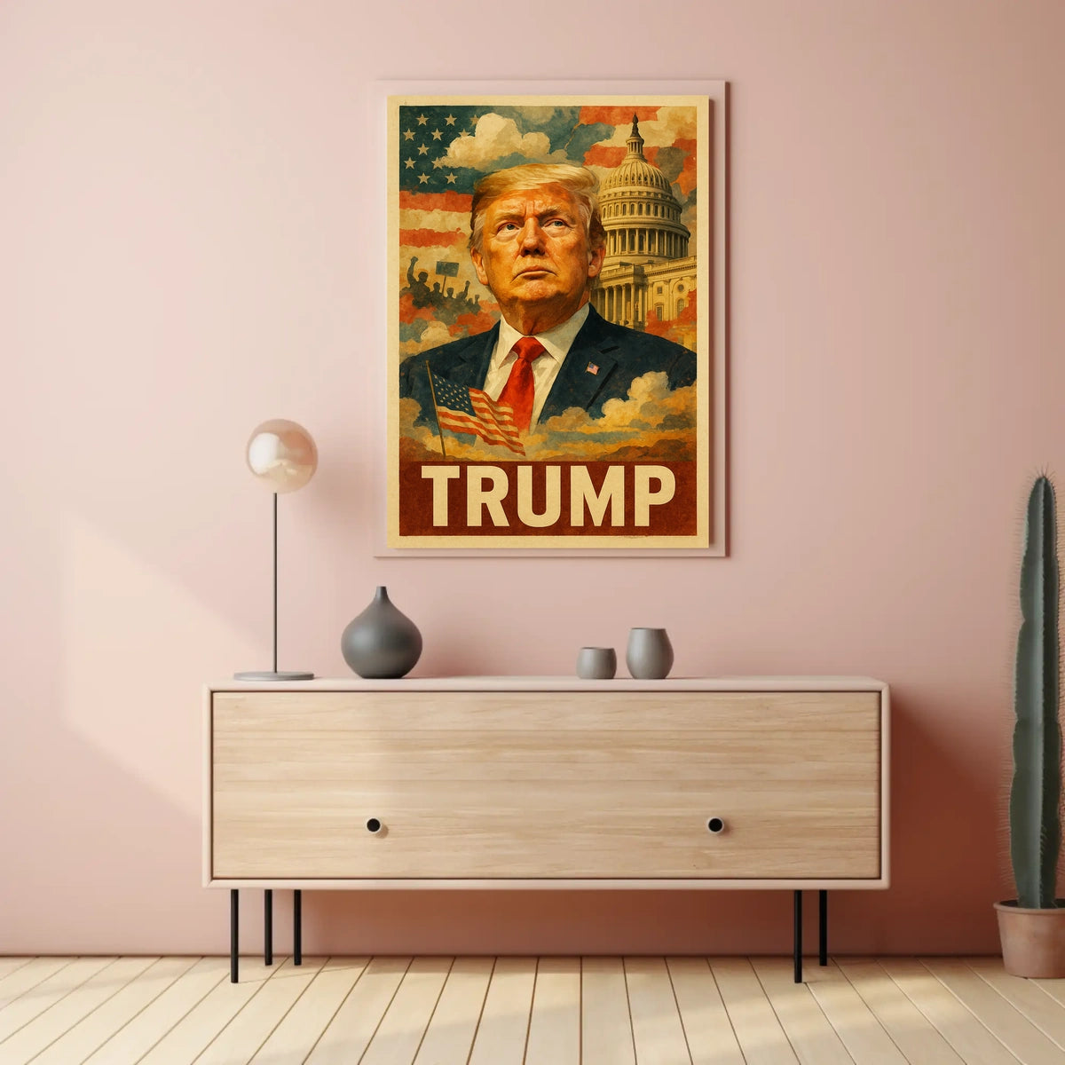 Donald Trump 45th President of the United States Layered Digital Collage Poster