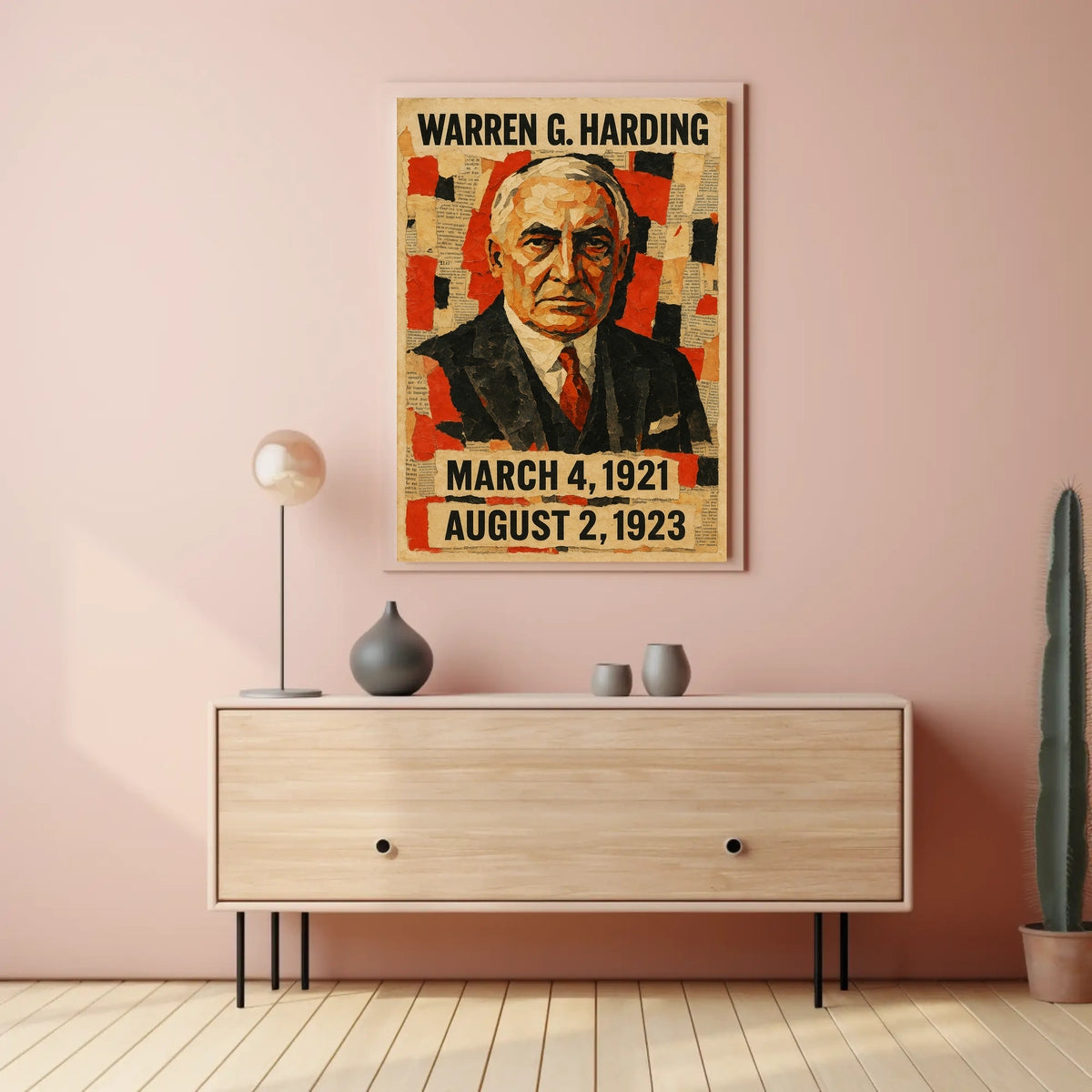 Warren G. Harding 29th President of the United States Layered paper Collage Poster