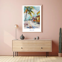 Belize Coastal Serenity Watercolor Travel Poster PosterGoat