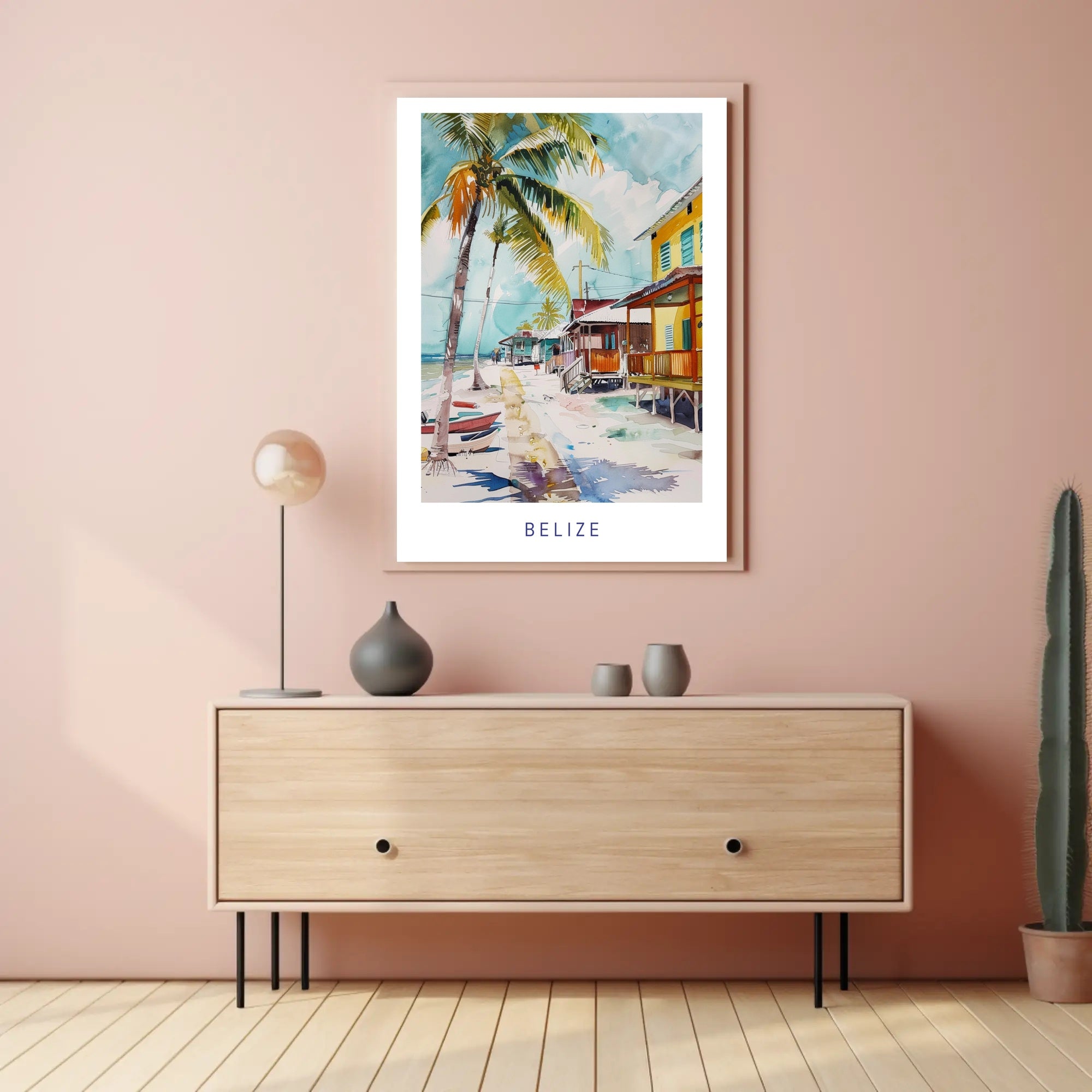 Belize Coastal Serenity Watercolor Travel Poster PosterGoat