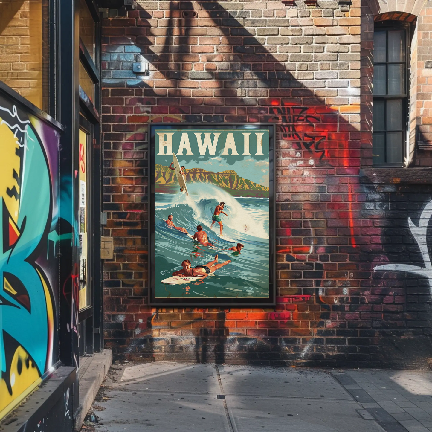 Vintage Poster Hawaii Surfing