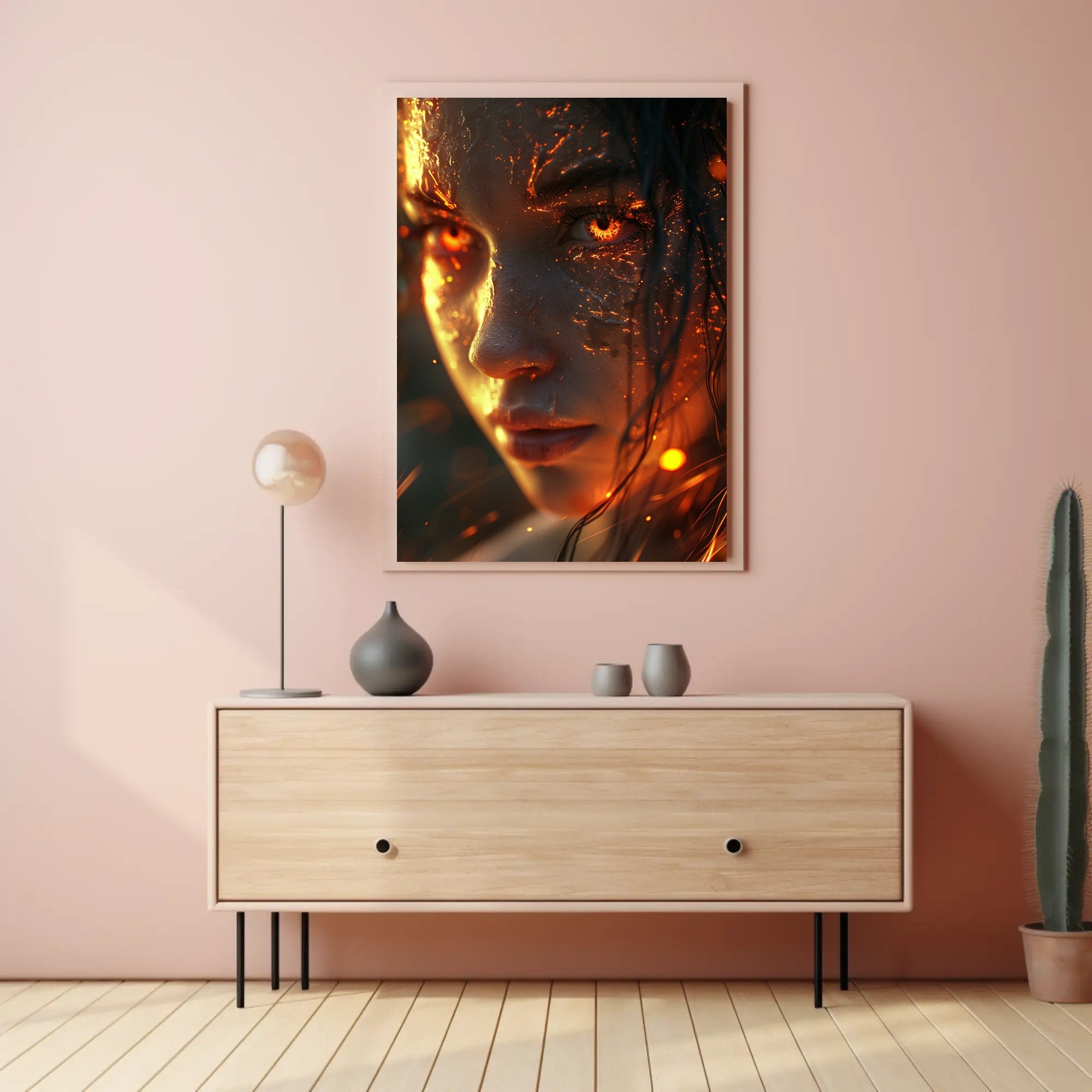 Fiery Surreal Woman Fantasy Art Poster PosterGoat