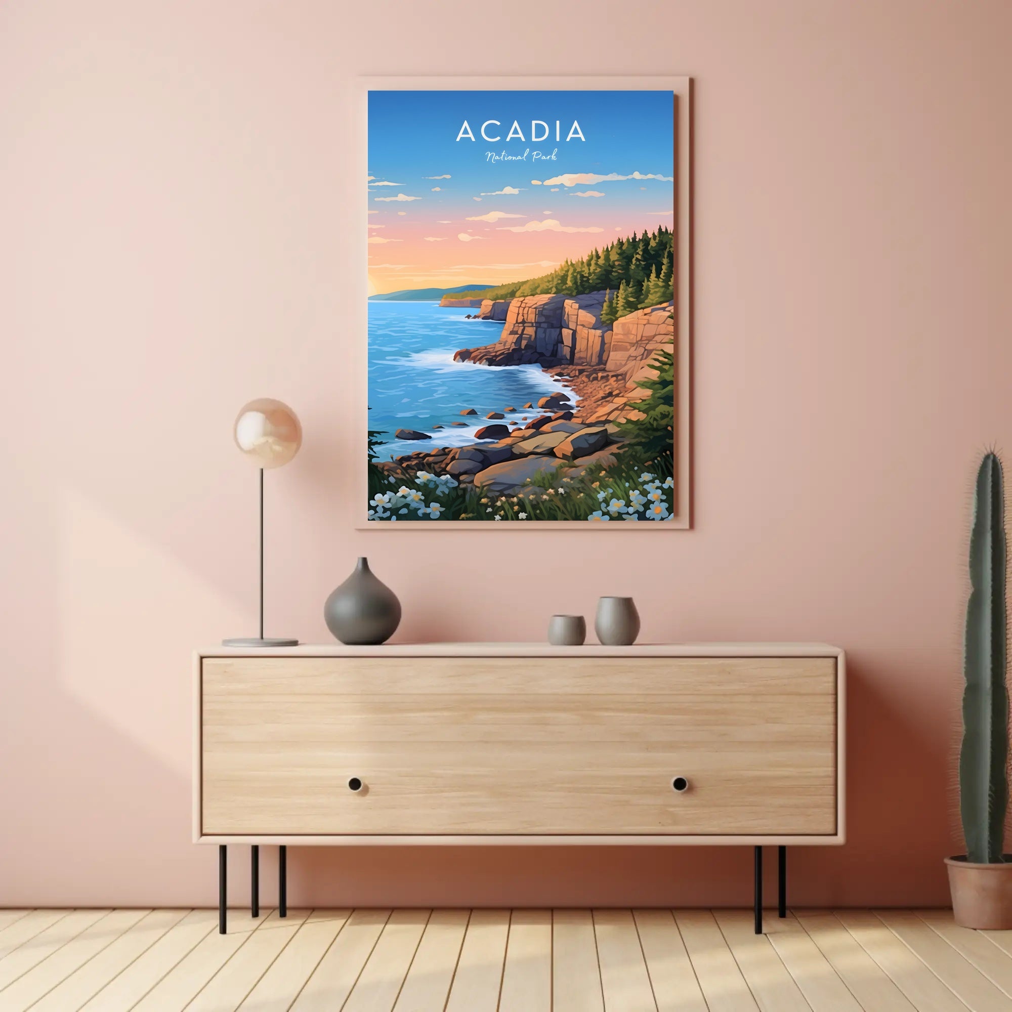 Scenic Coastal Sunrise Acadia National Park Poster