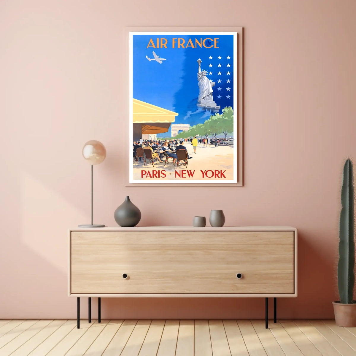 Air France Travel Poster Vintage Paris New York Wall Art