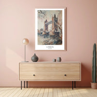 Tower Bridge London Watercolor Urban or Cityscape Poster PosterGoat