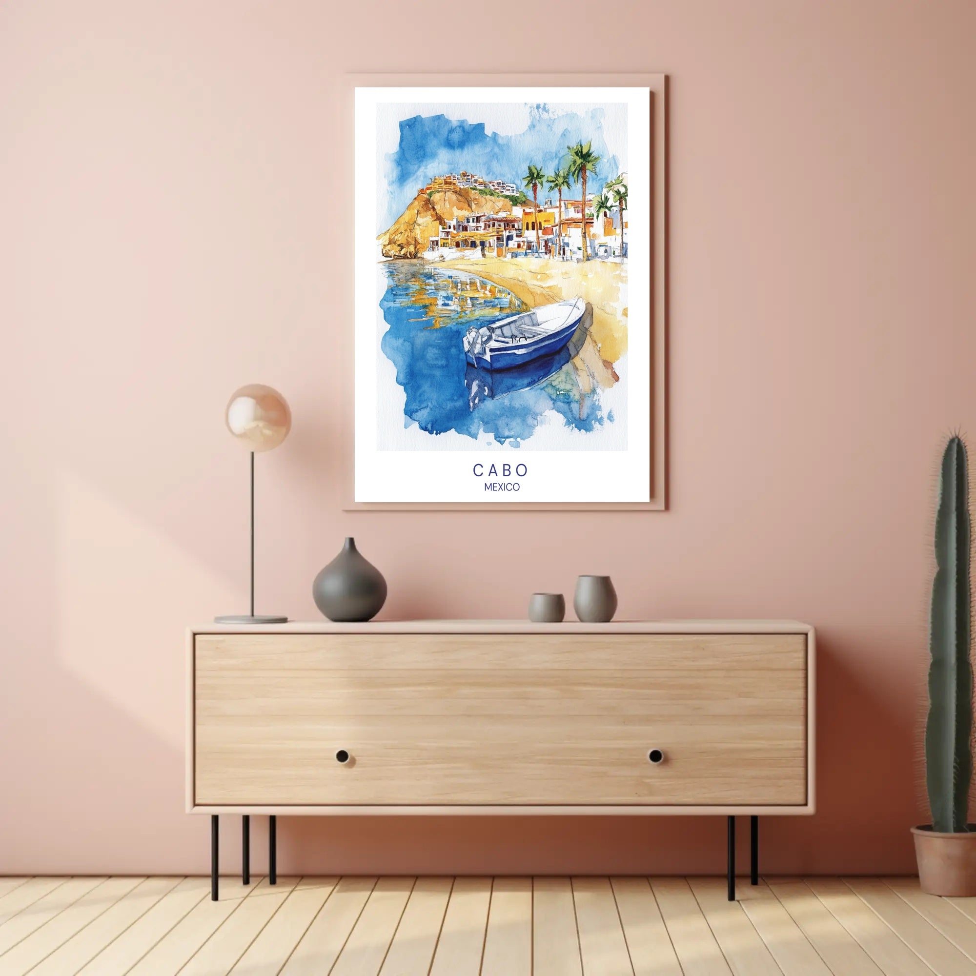 Cabo Watercolor Scenic View Travel Poster PosterGoat