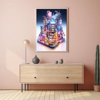 Cyberpunk Metropolis Neon Magic Futuristic Sci-Fi Poster