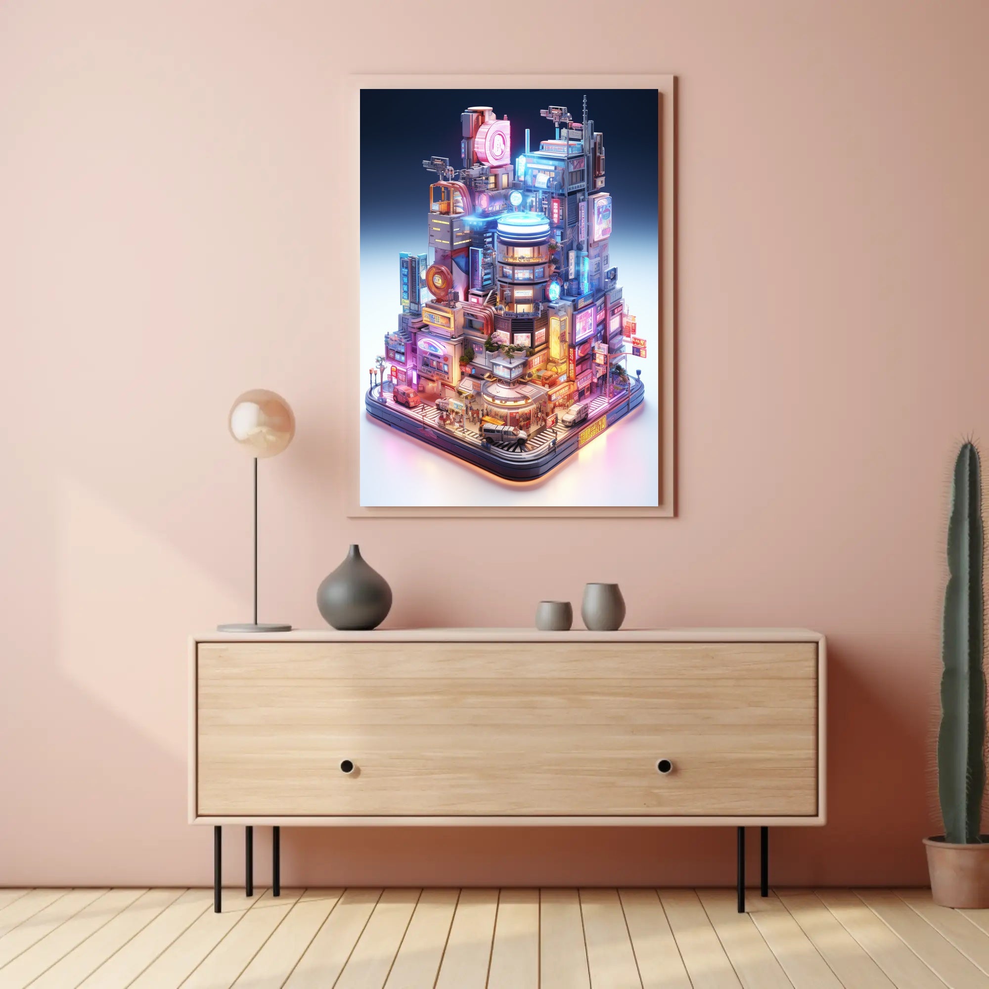 Cyberpunk Metropolis Neon Magic Futuristic Sci-Fi Poster