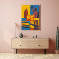 New York City Poster Vintage Landmarks Iconic Wall Art