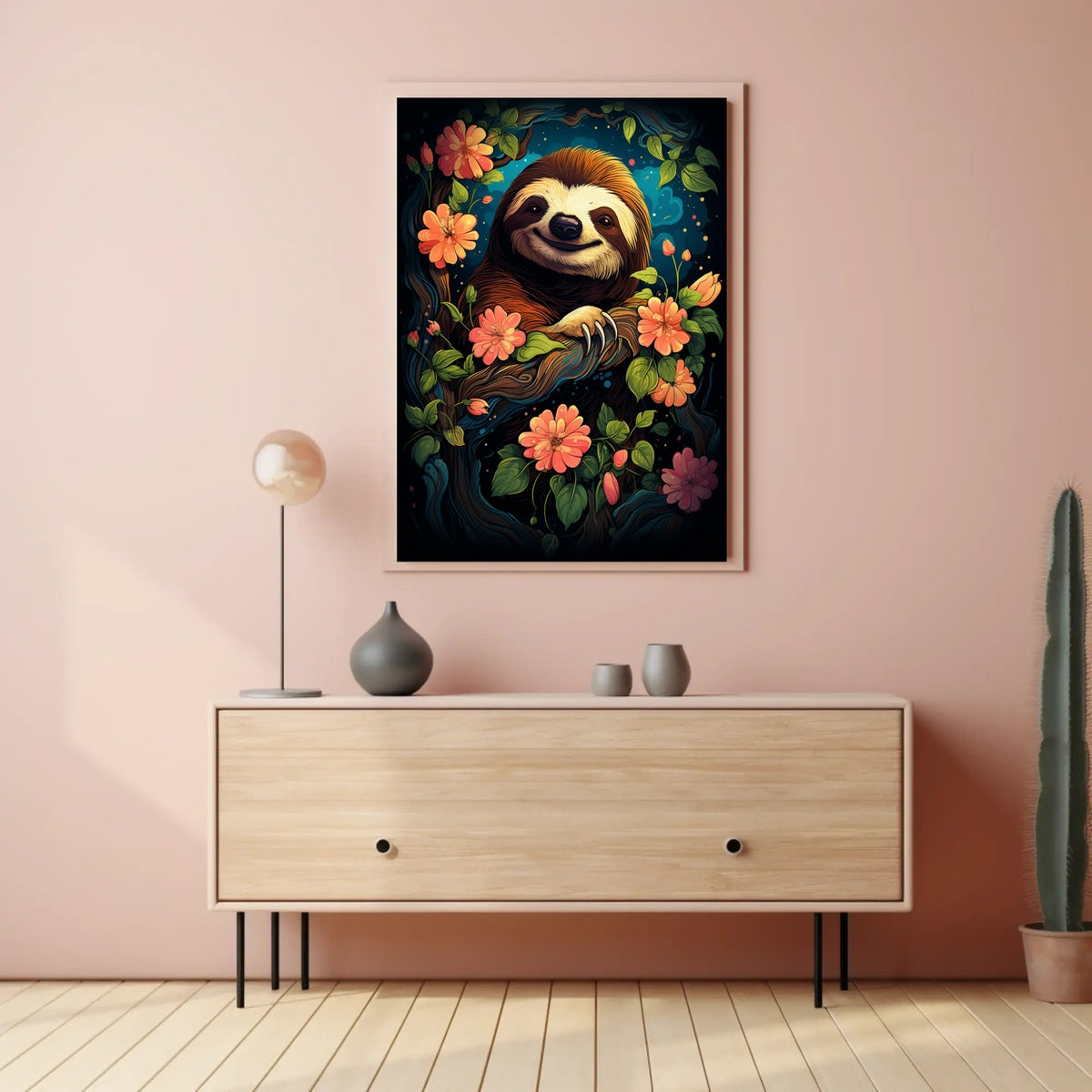 Enchanted Sloth In Bloom Poster