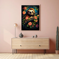Enchanted Sloth In Bloom Poster