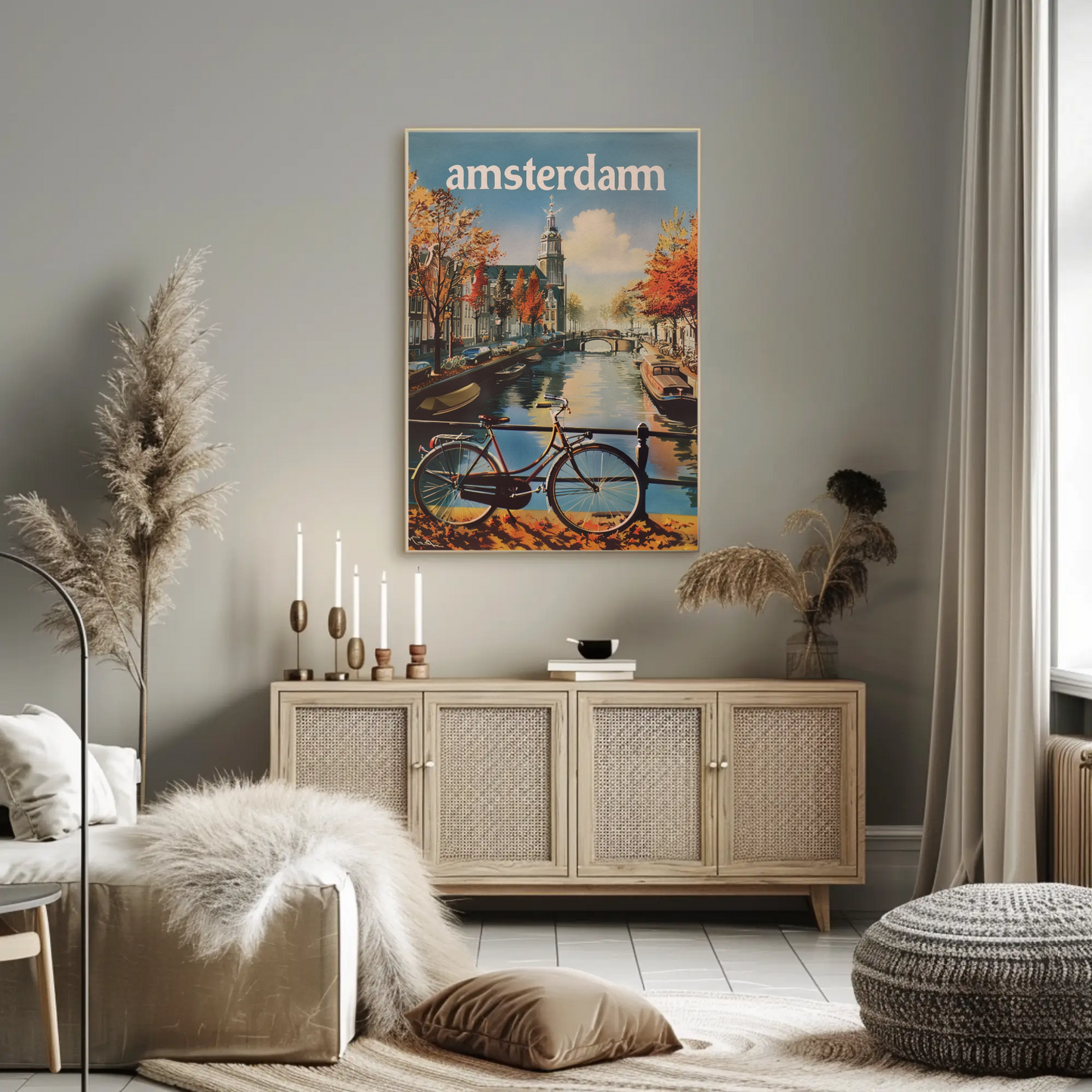 Amsterdam Autumn Canal Bike Ride Travel Poster