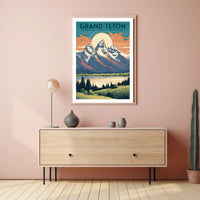 Grand Teton Vintage Travel Poster Wall Art